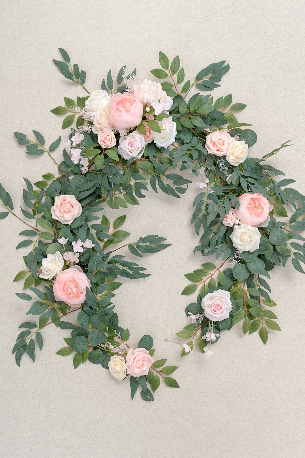 Eucalyptus and Willow Leaf Flower Garland 6.5FT - Blush & Cream - lingsDev