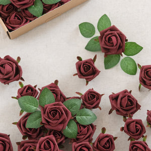 1.5"-2" Foam Rosebud & Petite Rose with Stem - 19 Colors
