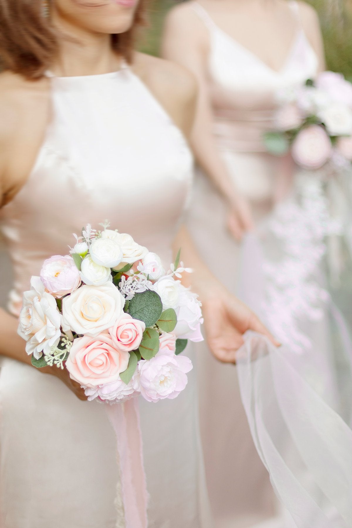 7"/9" Bridesmaid Bouquet - Blush & Cream - lingsDev