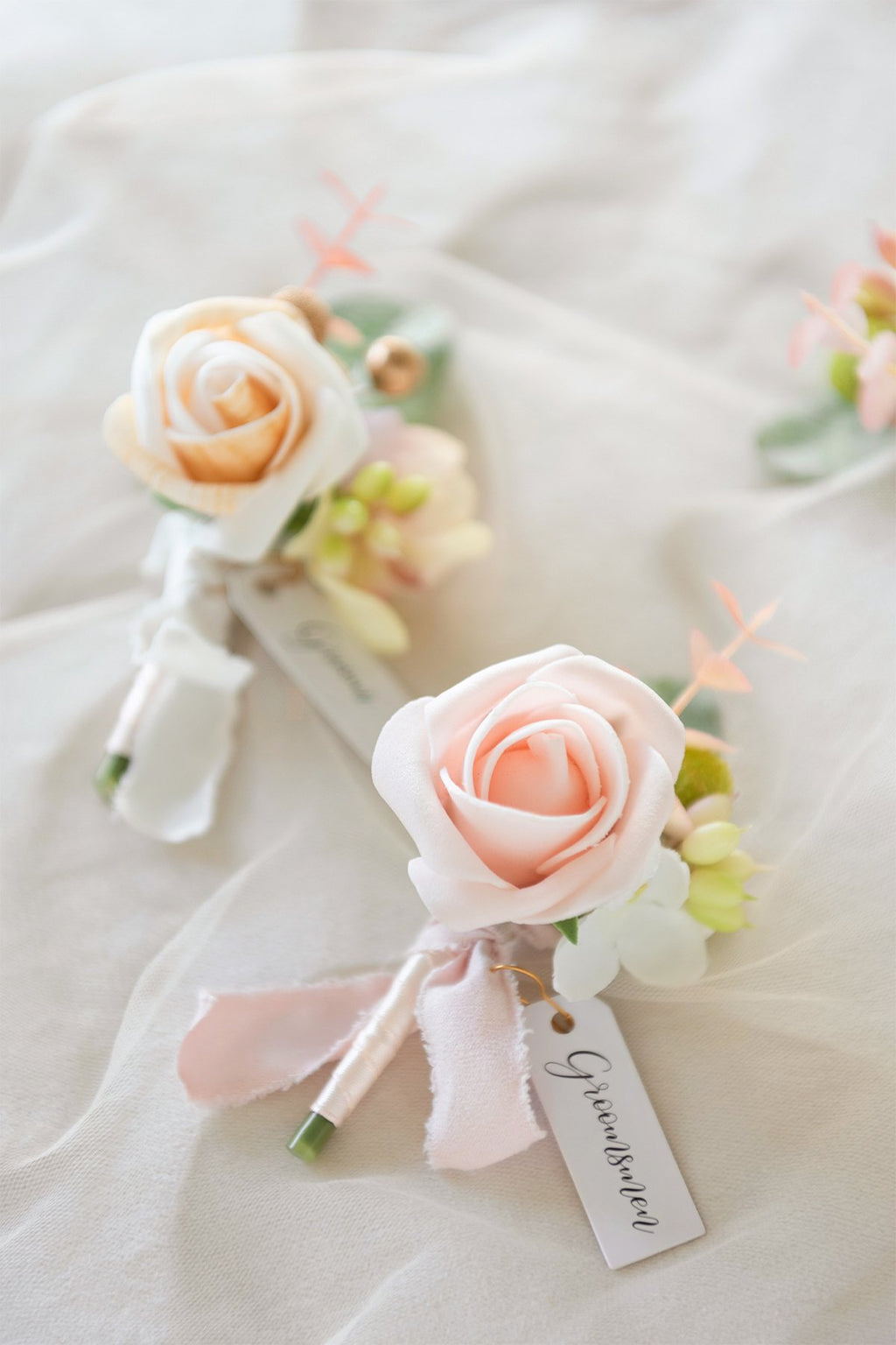 Wedding Boutonnieres (Set of 6) - Champagne Blush - lingsDev