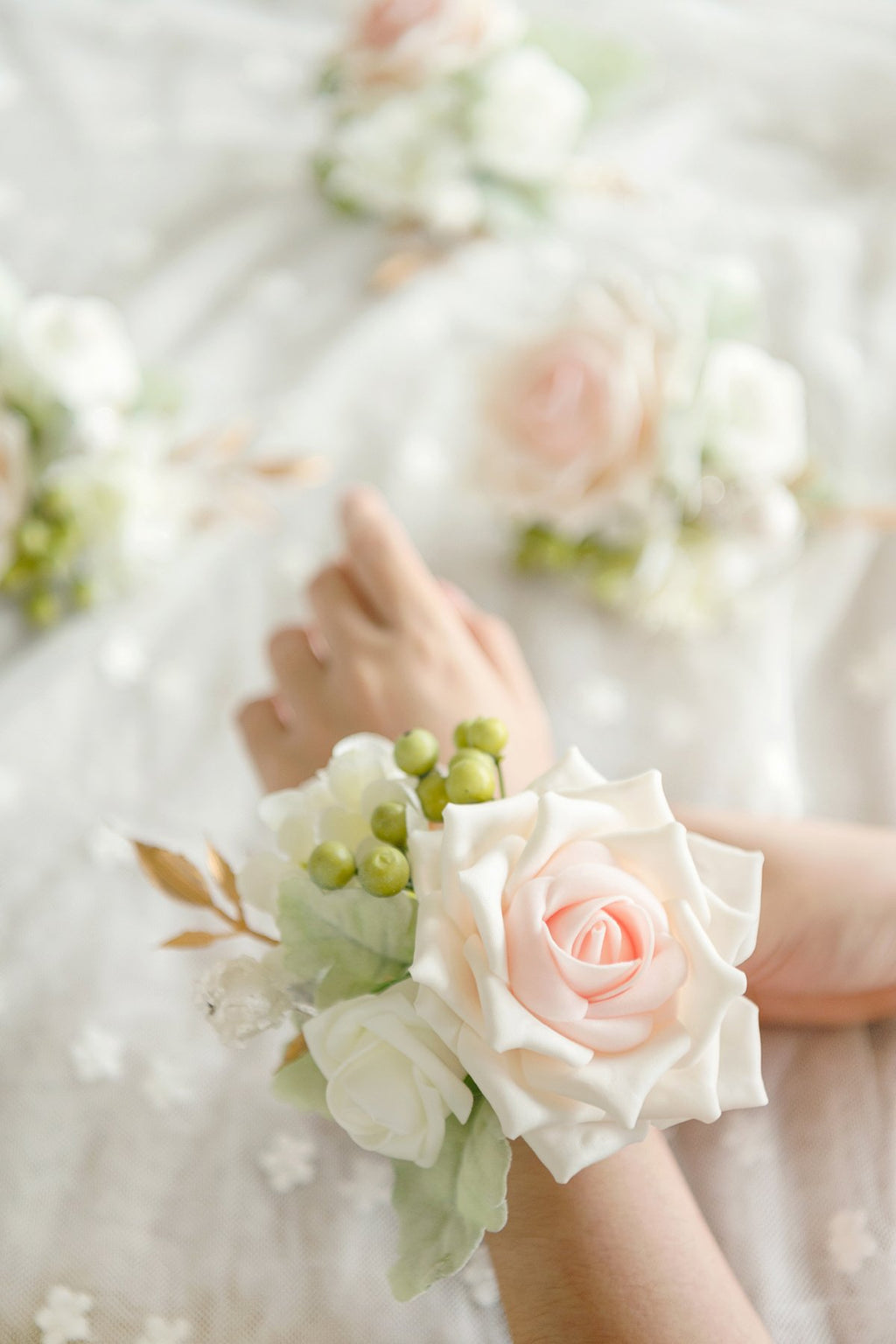 Wrist Corsages (Set of 6) - Blush
