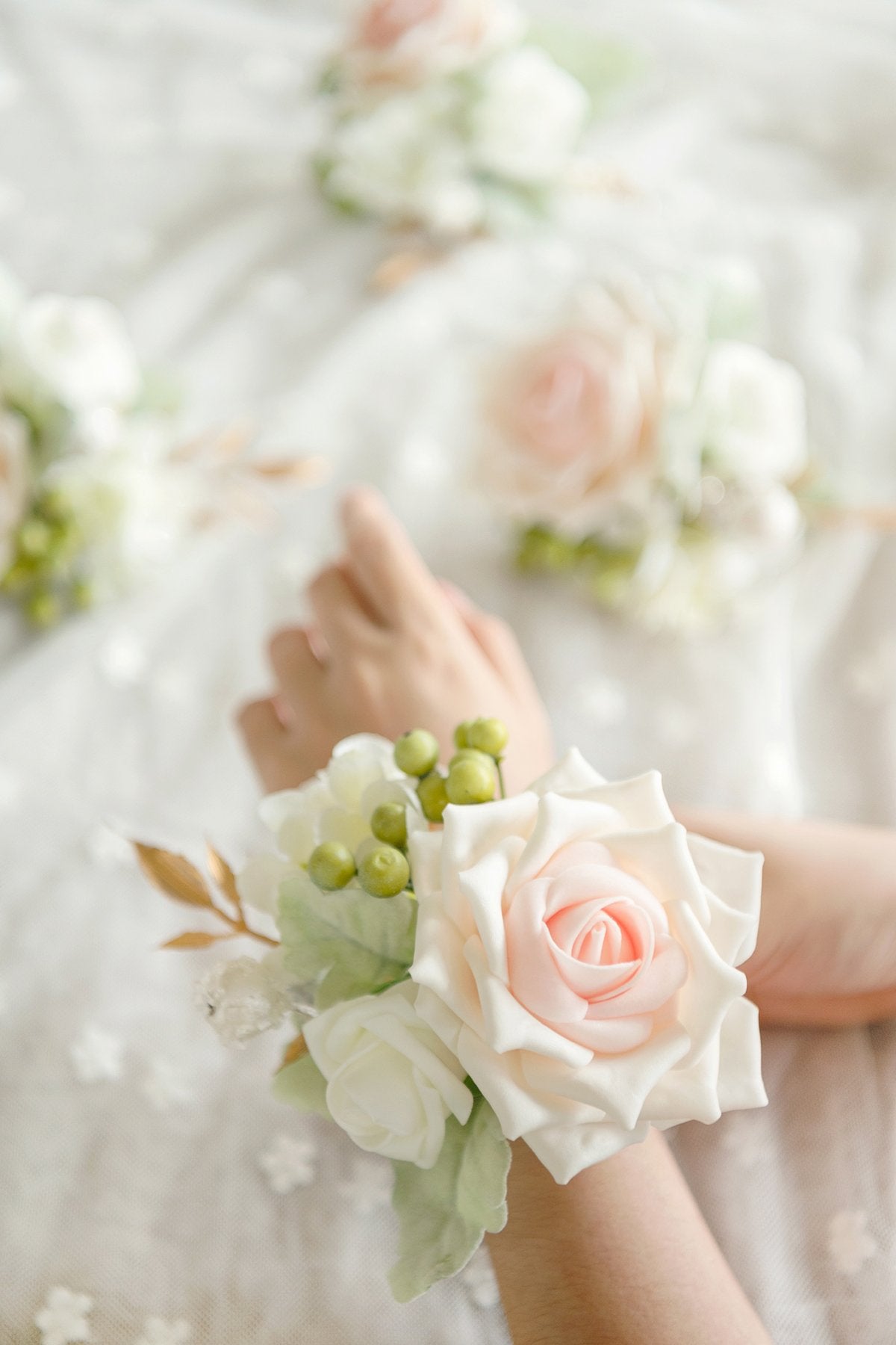 Wrist Corsages (Set of 6) - Blush