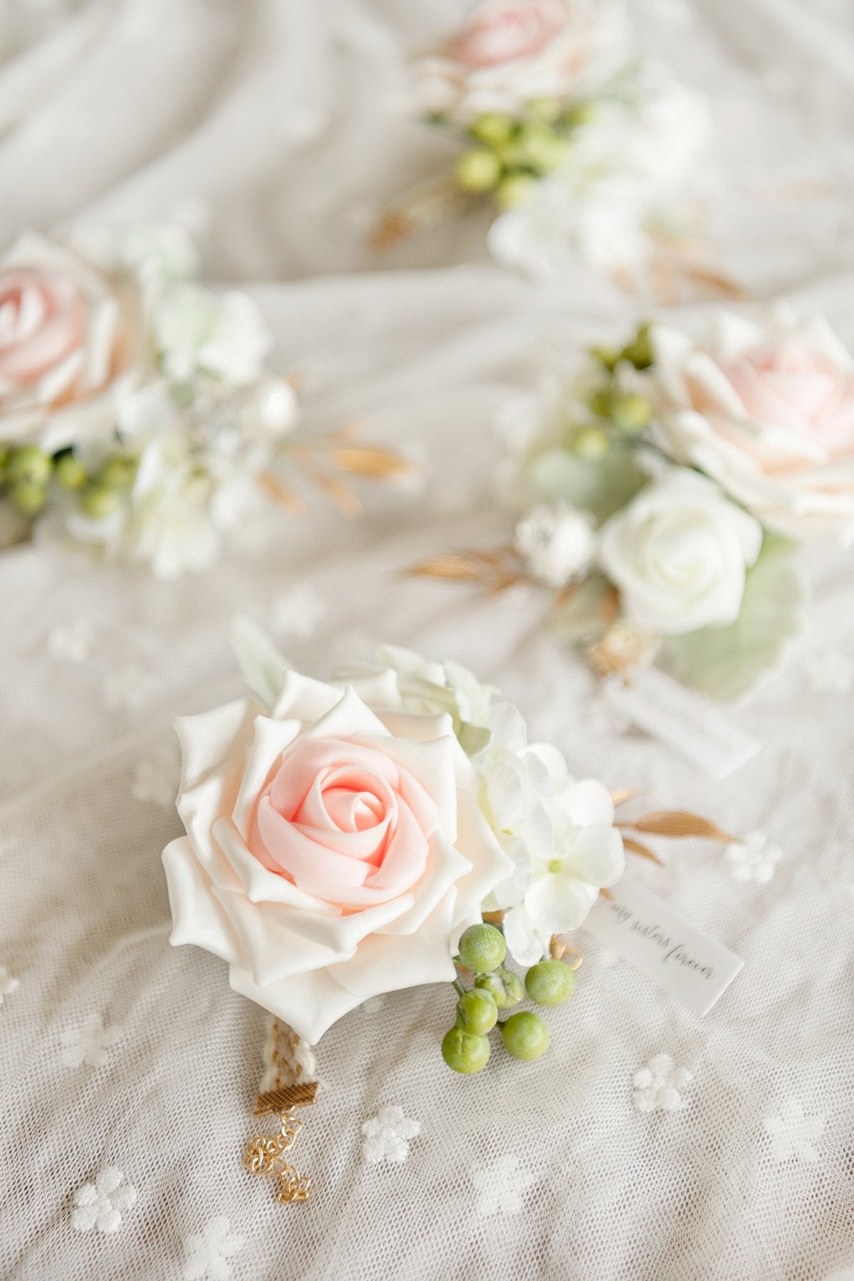 Wrist Corsages (Set of 6) - Blush