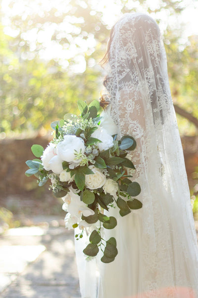 Standard Cascade Bridal Bouquet in Natural Whites