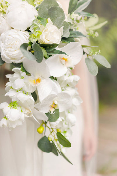 Standard Cascade Bridal Bouquet in Natural Whites