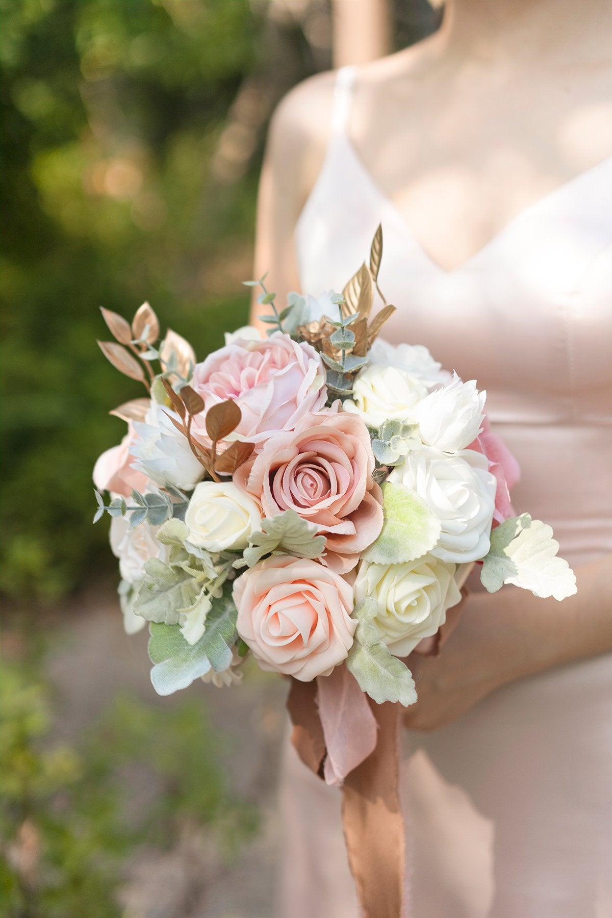7"/ 9" Bridesmaid Bouquet - Dusty Rose & Cream