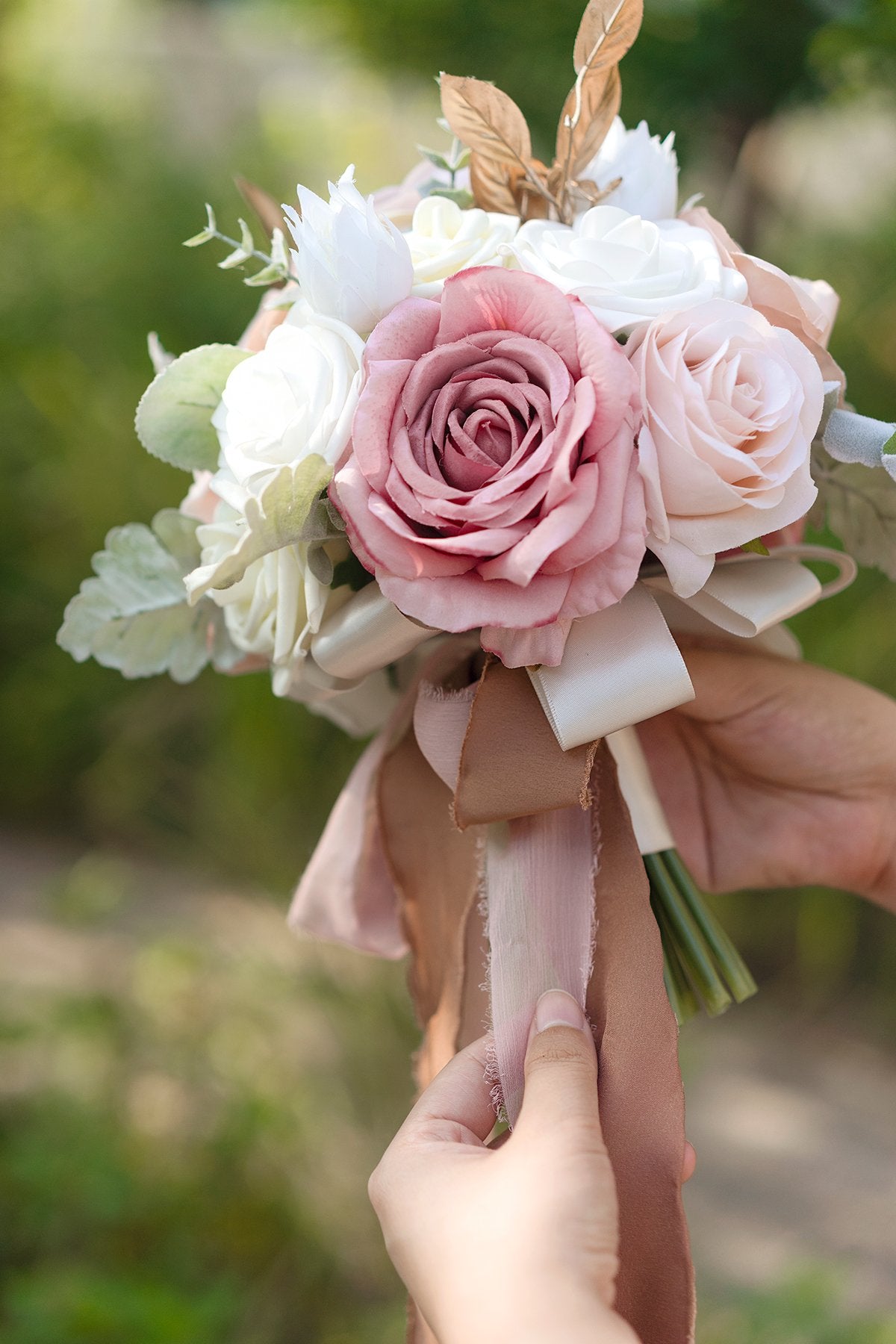 7"/ 9" Bridesmaid Bouquet - Dusty Rose & Cream