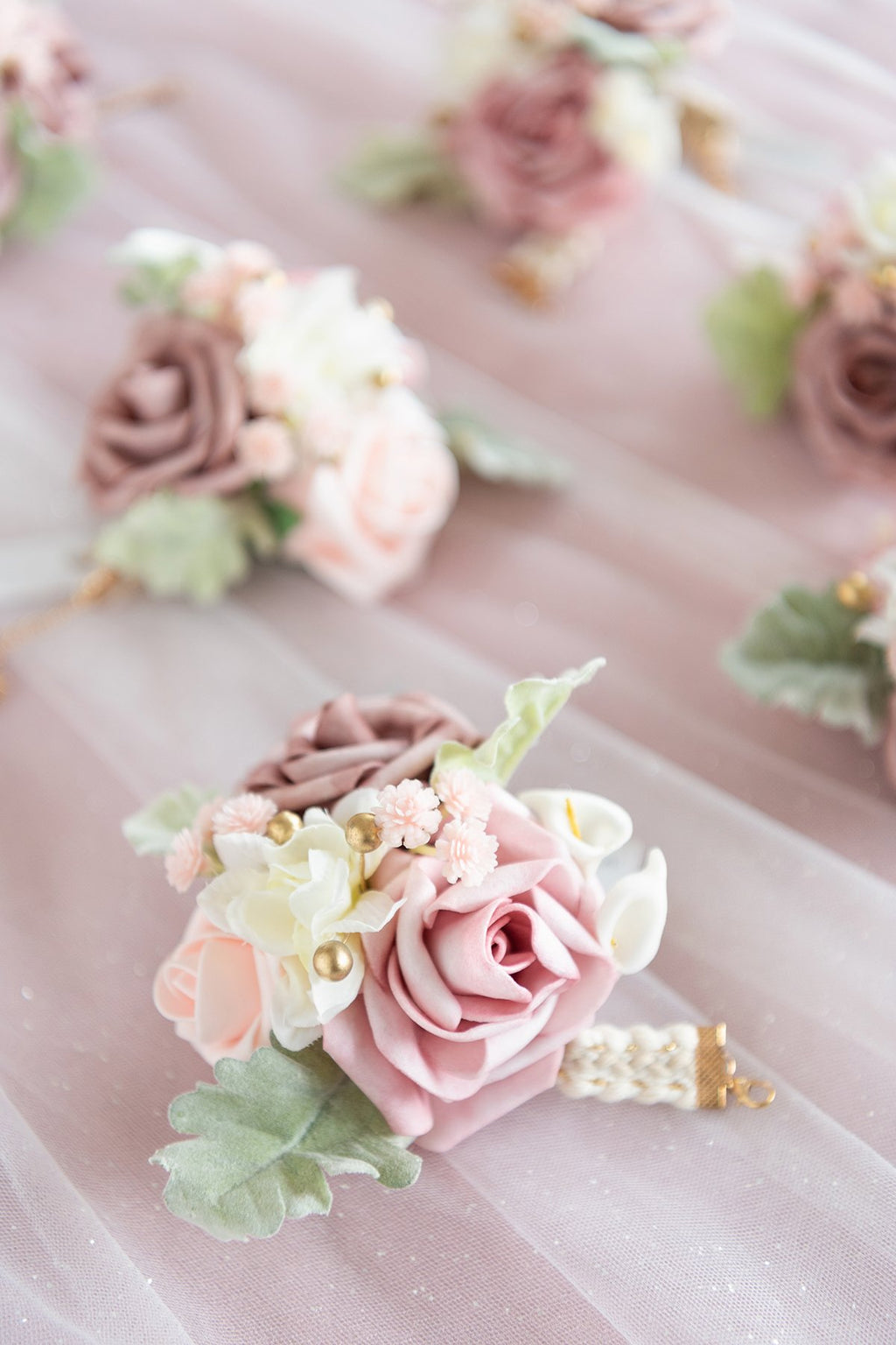 Wrist Corsages / Shoulder Corsages - Dusty Rose & Cream