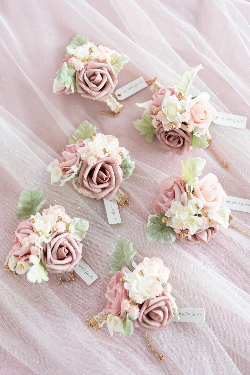 Wrist Corsages / Shoulder Corsages - Dusty Rose & Cream