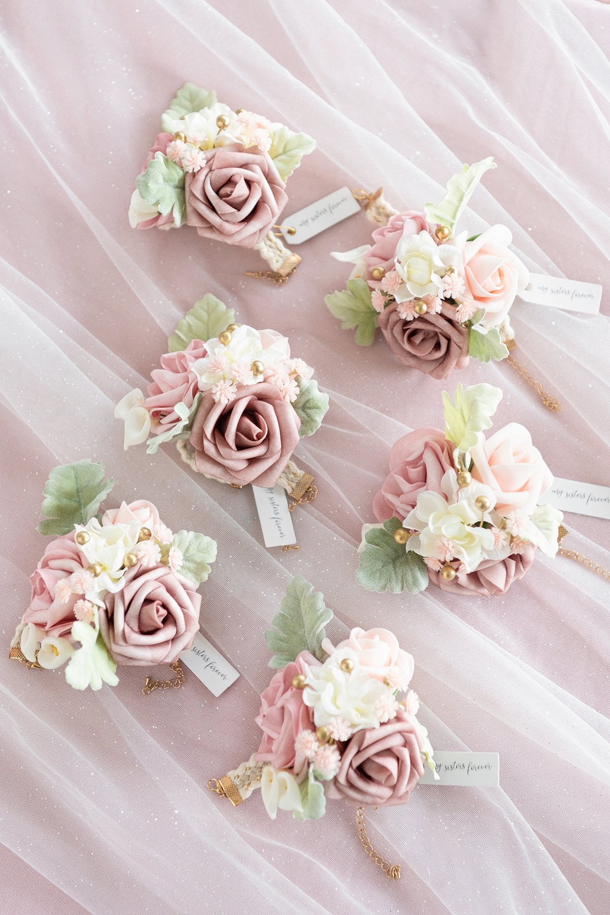 Wrist Corsages / Shoulder Corsages - Dusty Rose & Cream