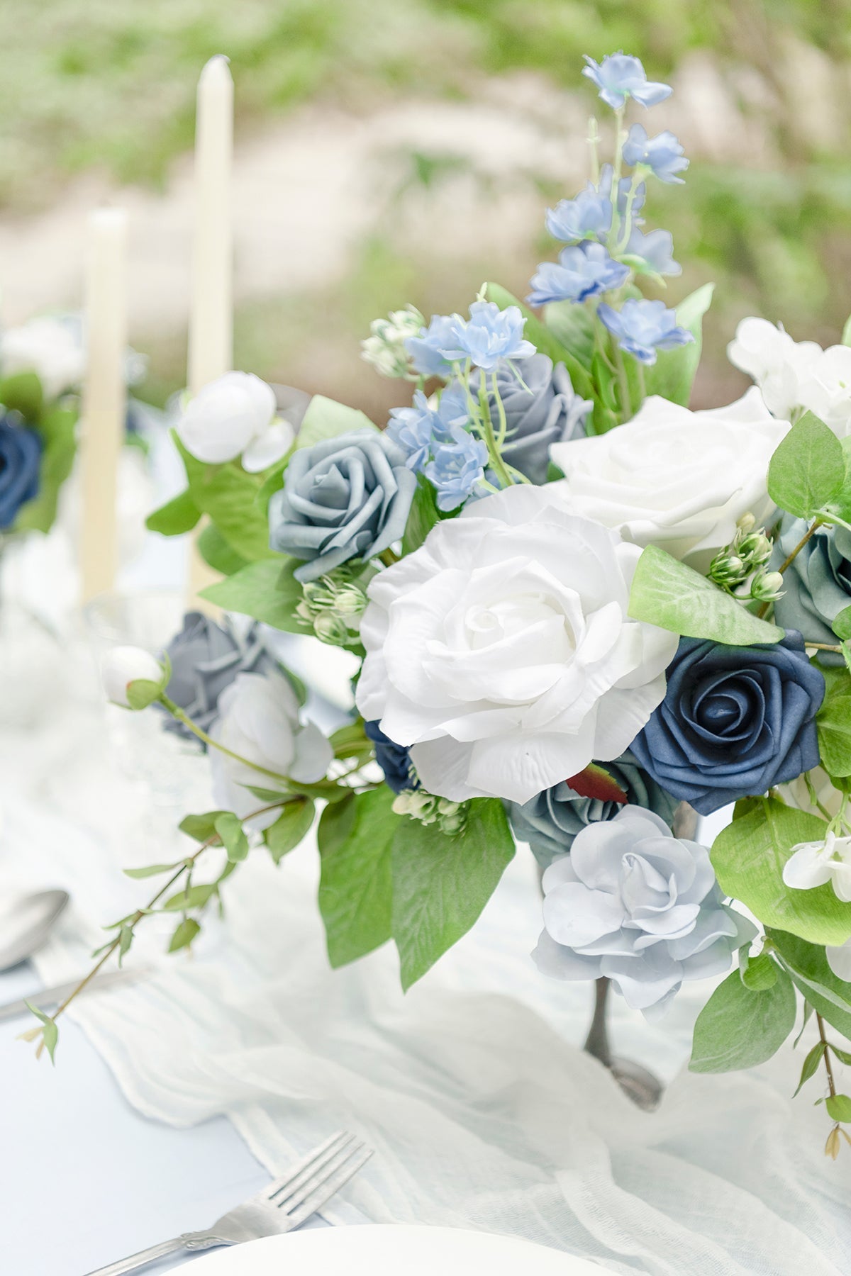 Dusty Blue & Navy Designer Flower Boxes