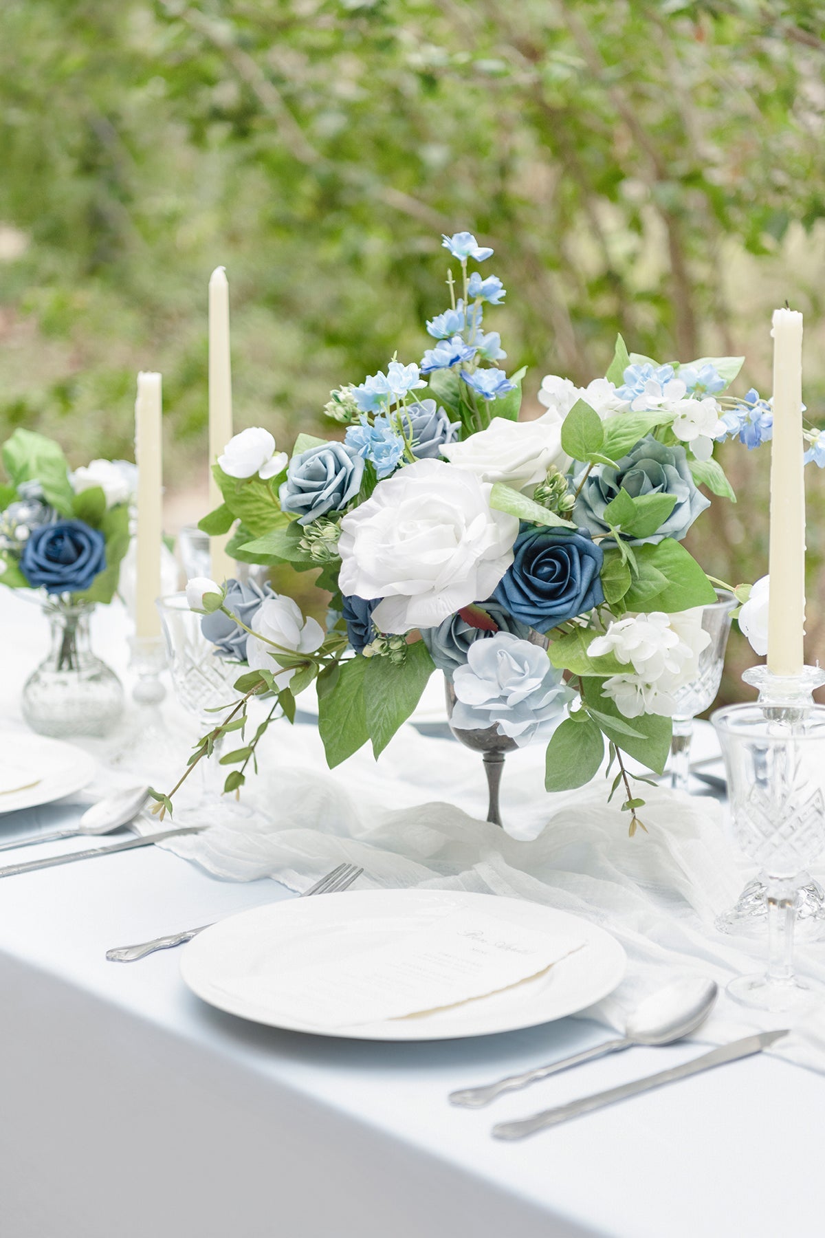 Dusty Blue & Navy Designer Flower Boxes