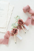 Wedding Boutonnieres - Dusty Rose & Cream