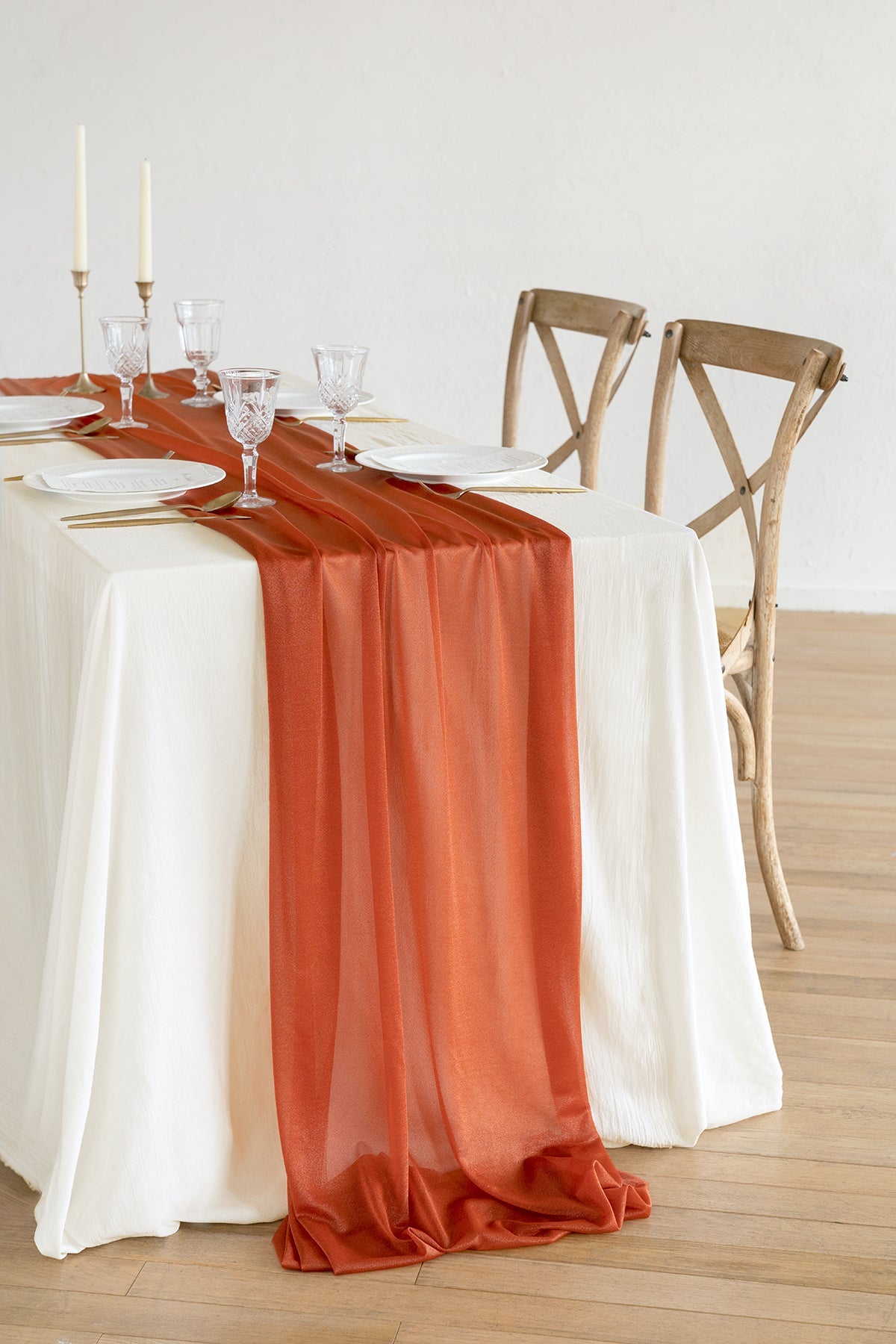 9ft Head Table Flower Garland in Sunset Terracotta