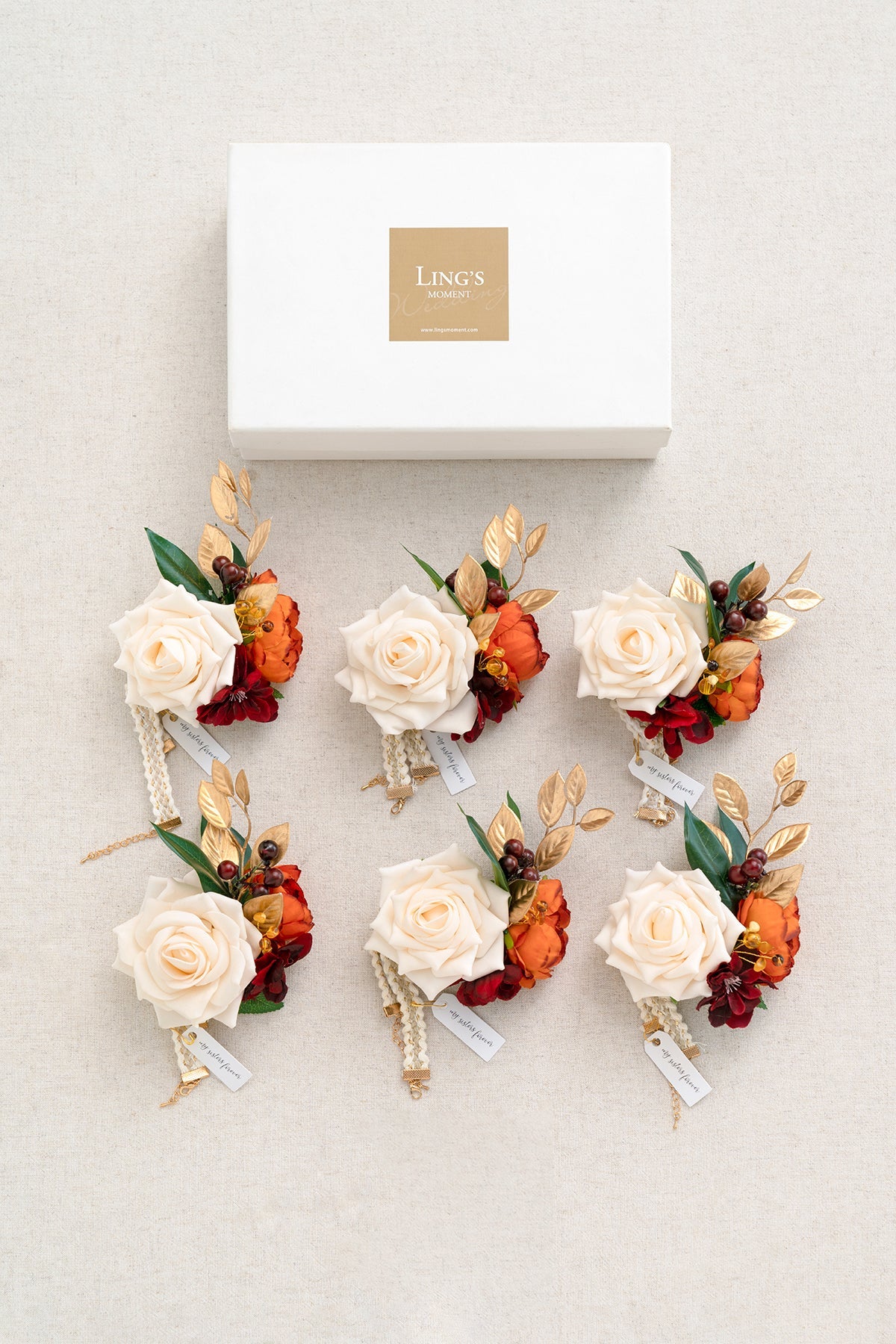 Wrist Corsages in Sunset Terracotta