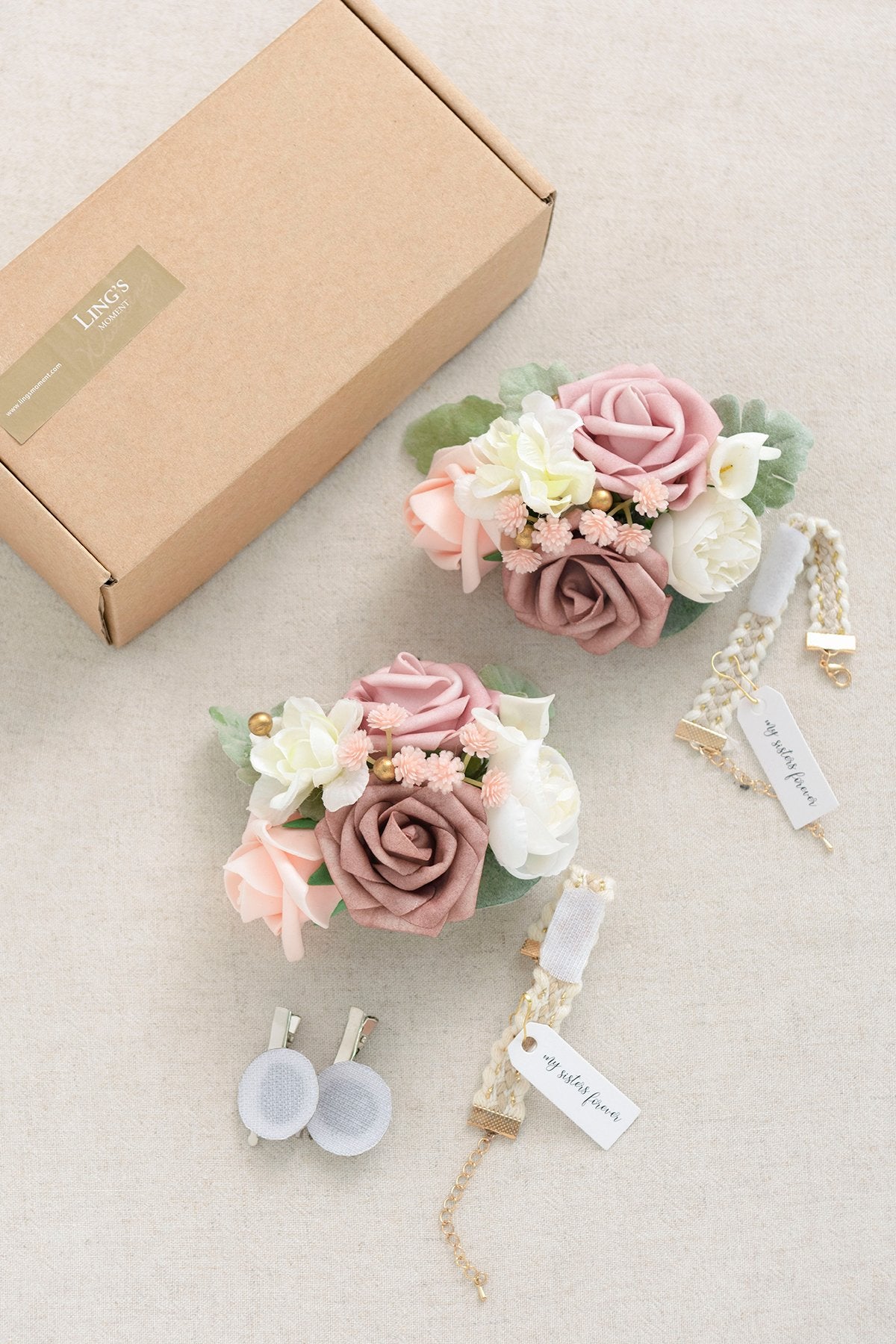 Wrist Corsages / Shoulder Corsages - Dusty Rose & Cream