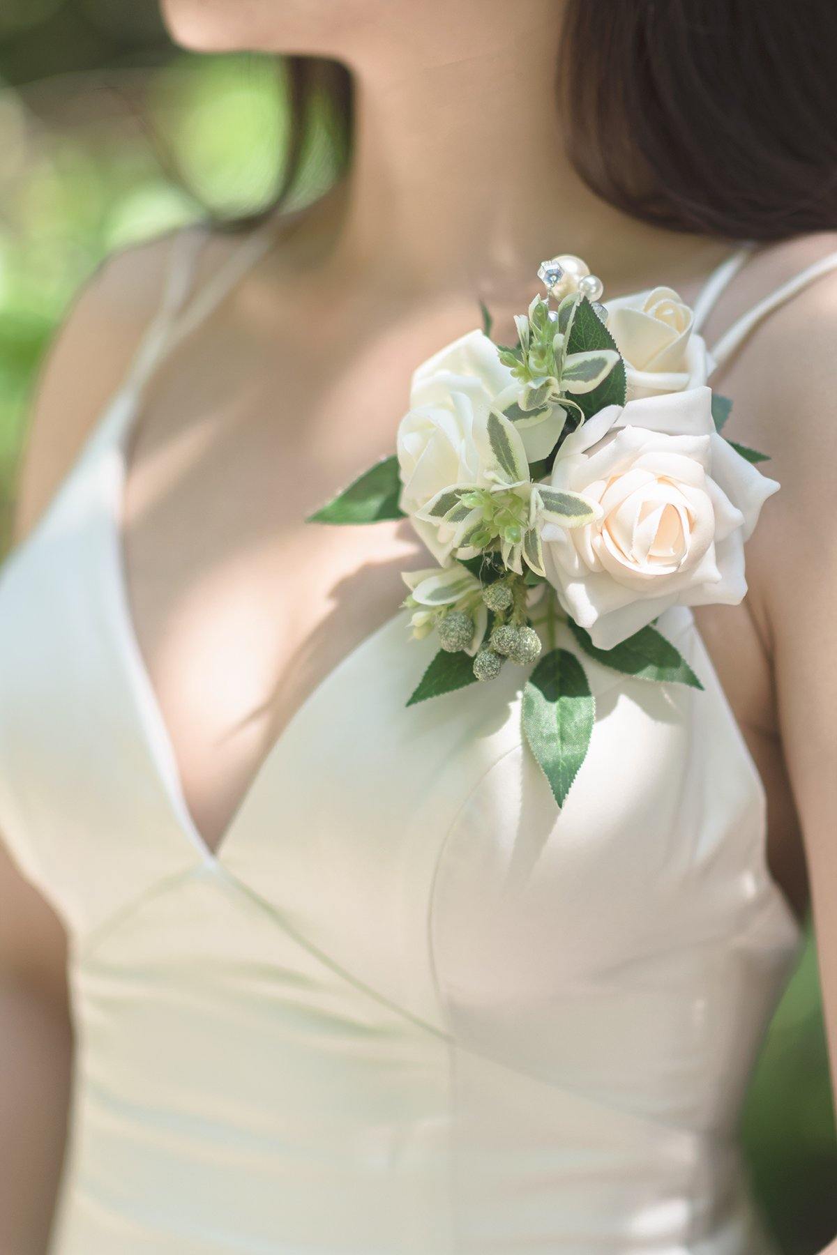 Wrist Corsages / Shoulder Corsages - Ivory & Cream - lingsDev