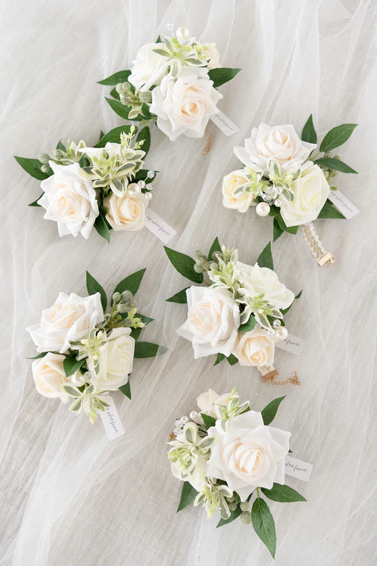 Wrist Corsages/Shoulder Corsages in Ivory and Cream
