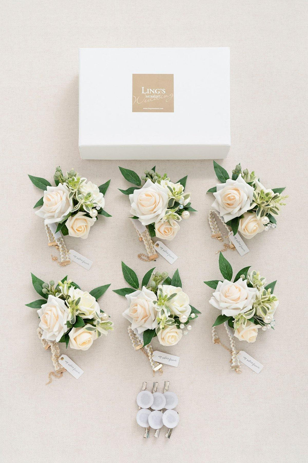 Wrist Corsages / Shoulder Corsages - Ivory & Cream - lingsDev