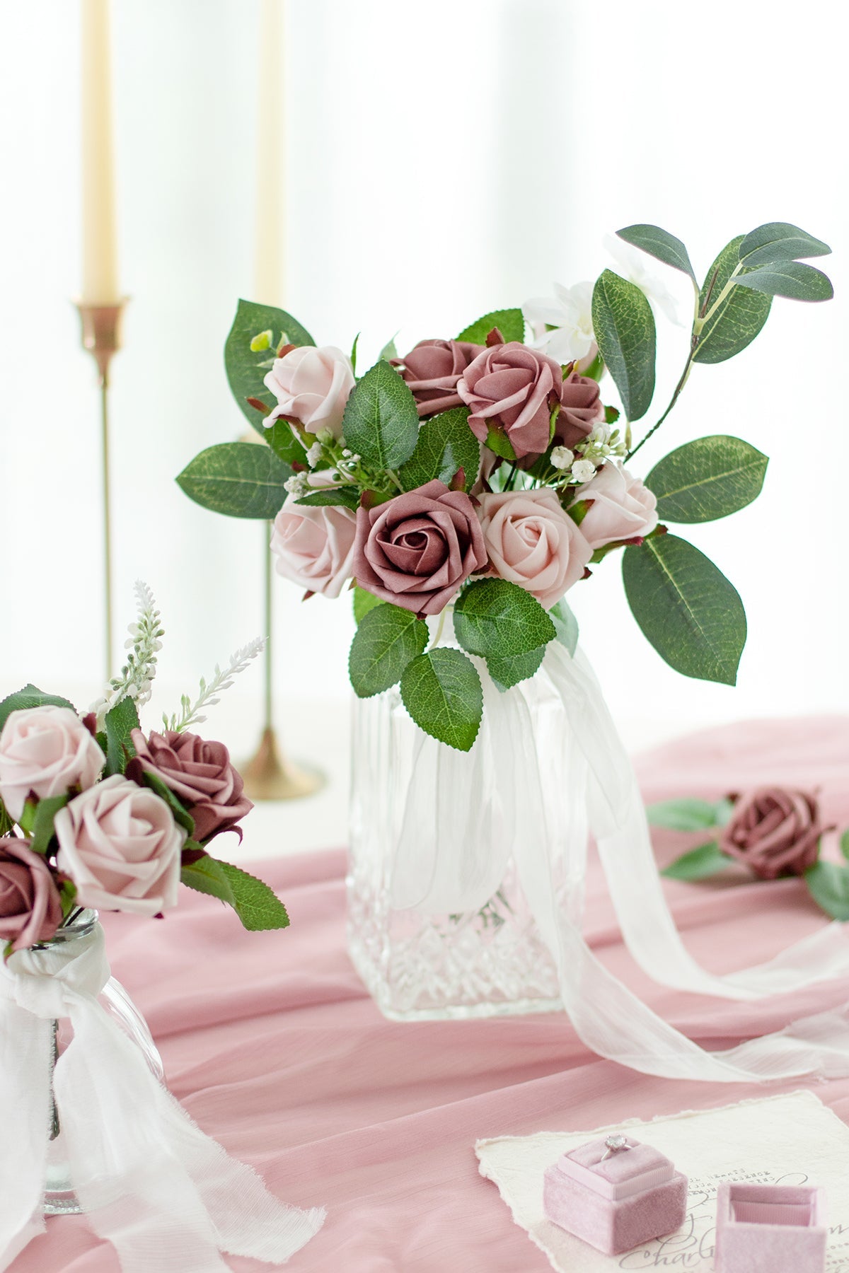 1.5"-2" Foam Rosebud & Petite Rose with Stem - 19 Colors