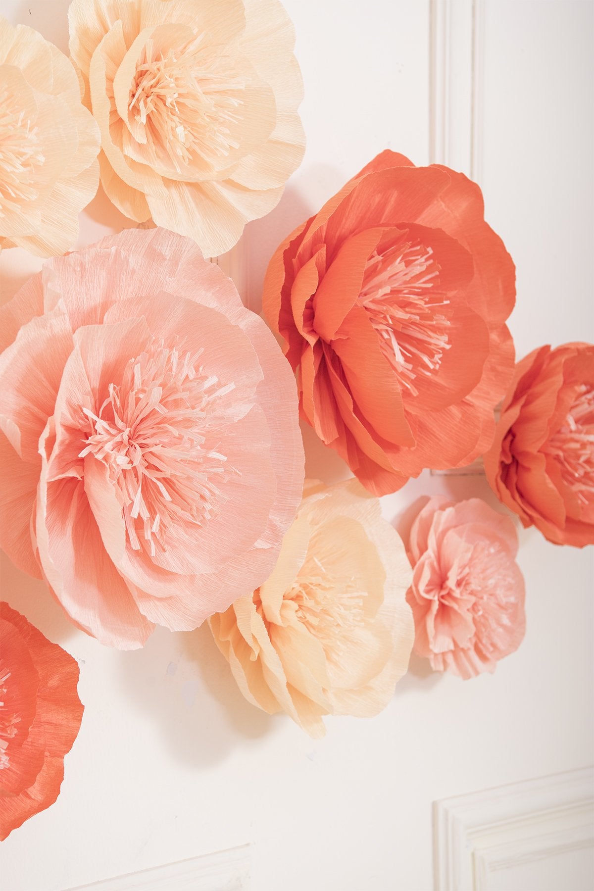 9pcs Crepe Paper Flowers - Champange,Light Yellow & Orange - lingsDev
