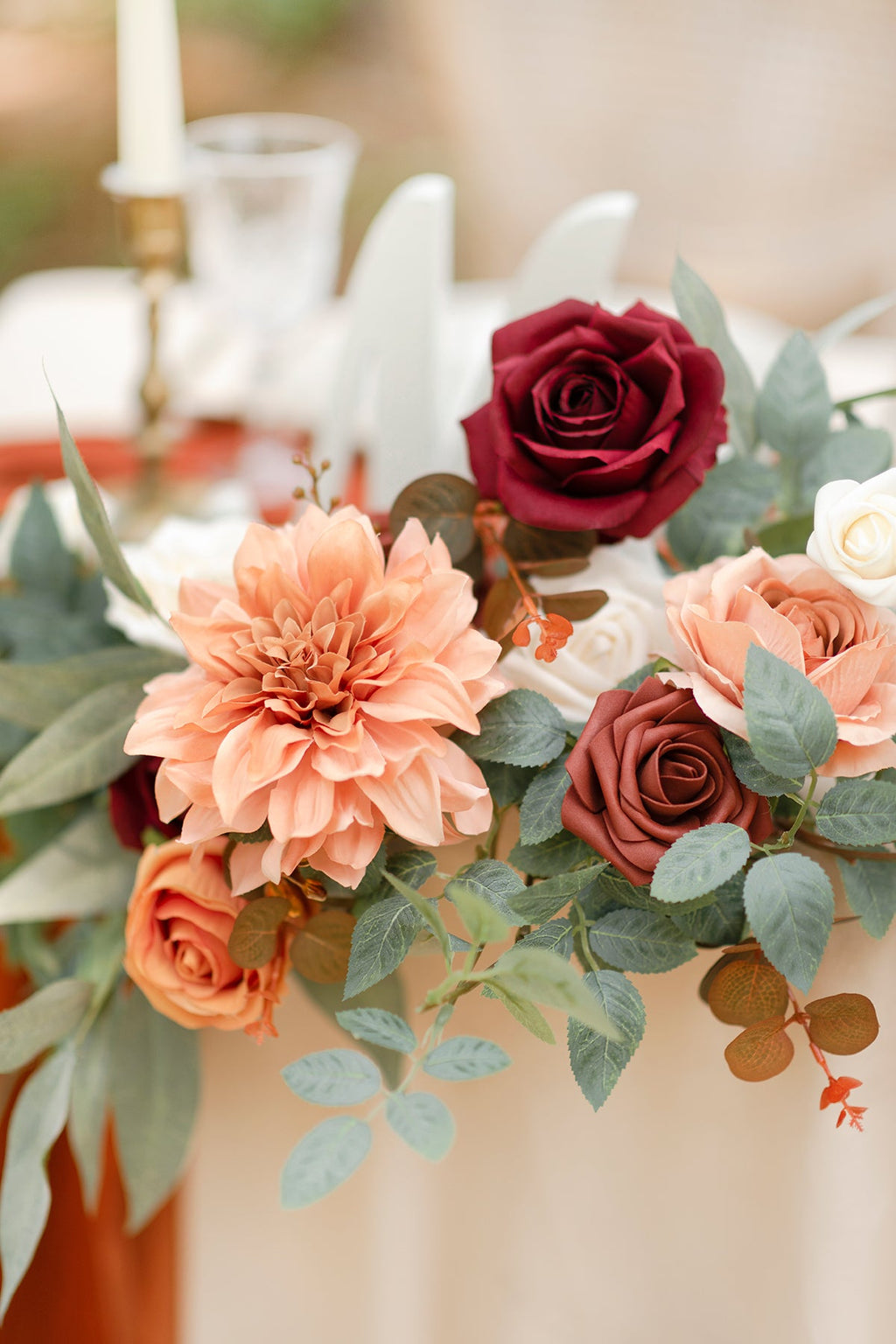Floral Swag Set for Rectangle Head Table in Sunset Terracotta
