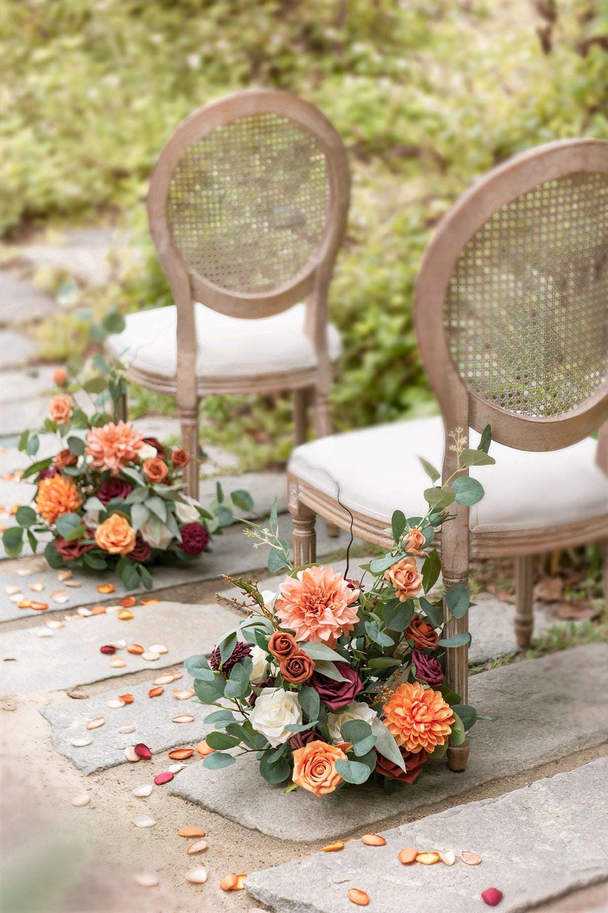 Free-Standing Flower Arrangements in Sunset Terracotta