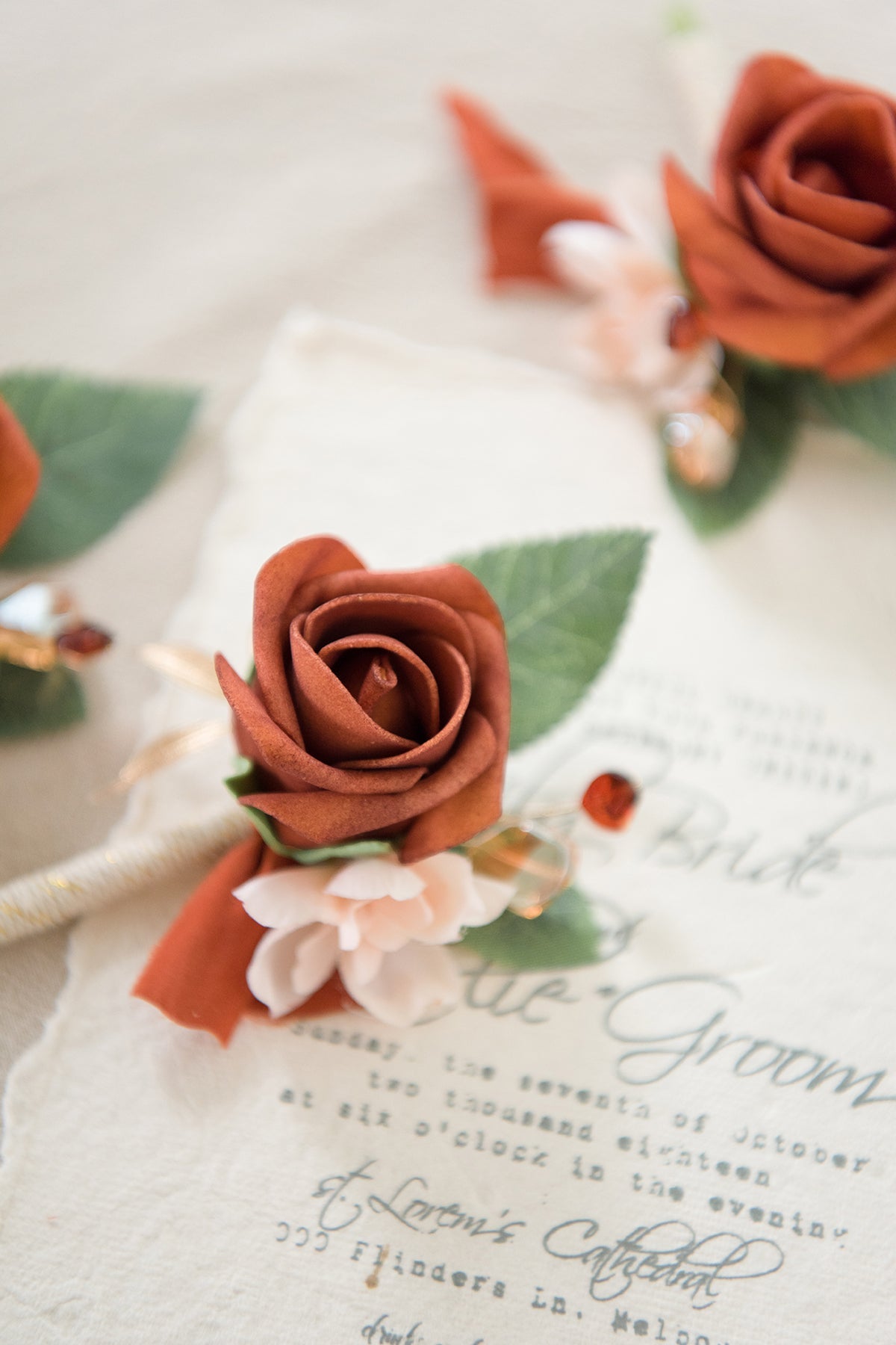 Boutonnieres for Guest in Brunt Orange