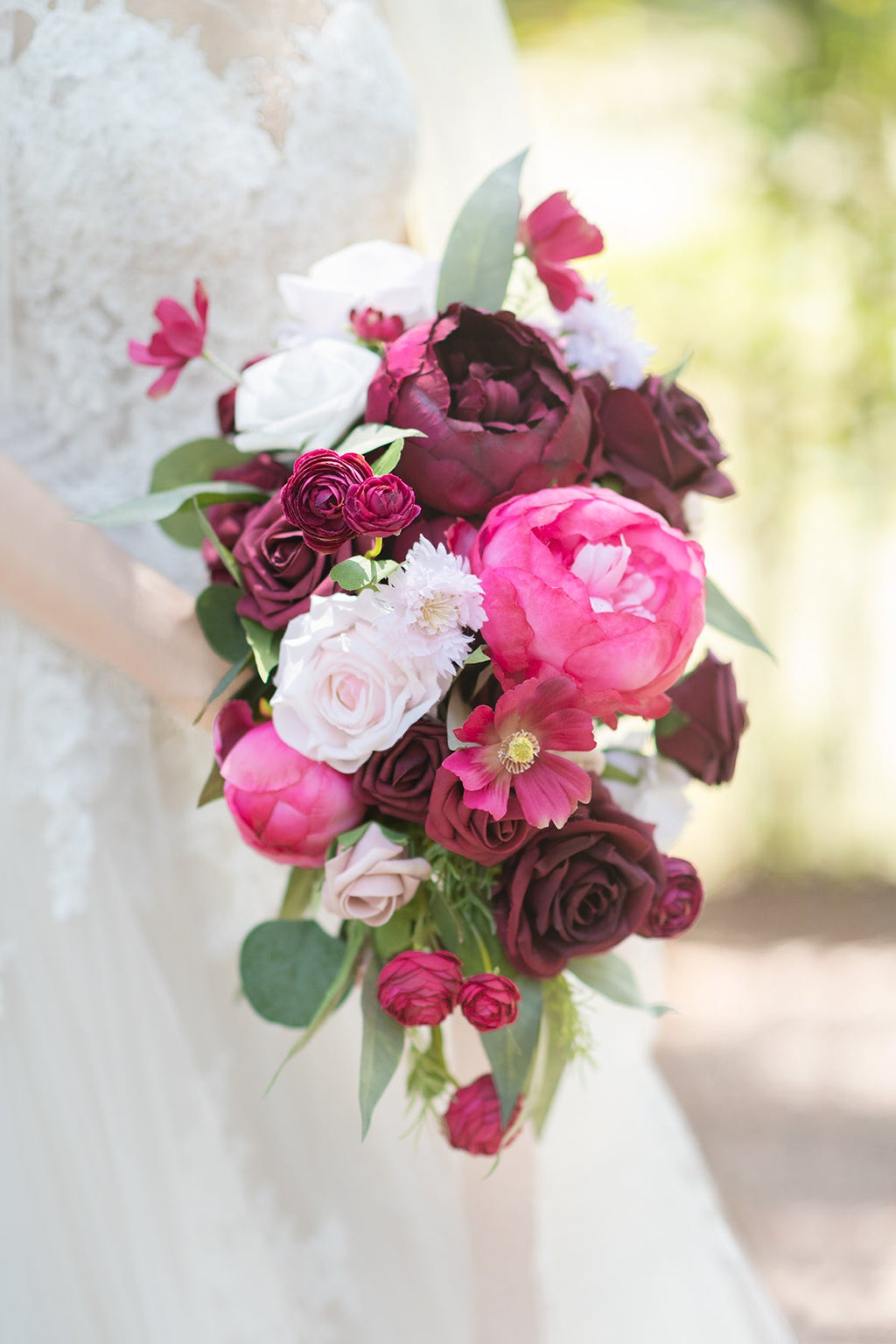 Standard Cascade Bridal Bouquet in Enthusiastic Fuschia | Clearance