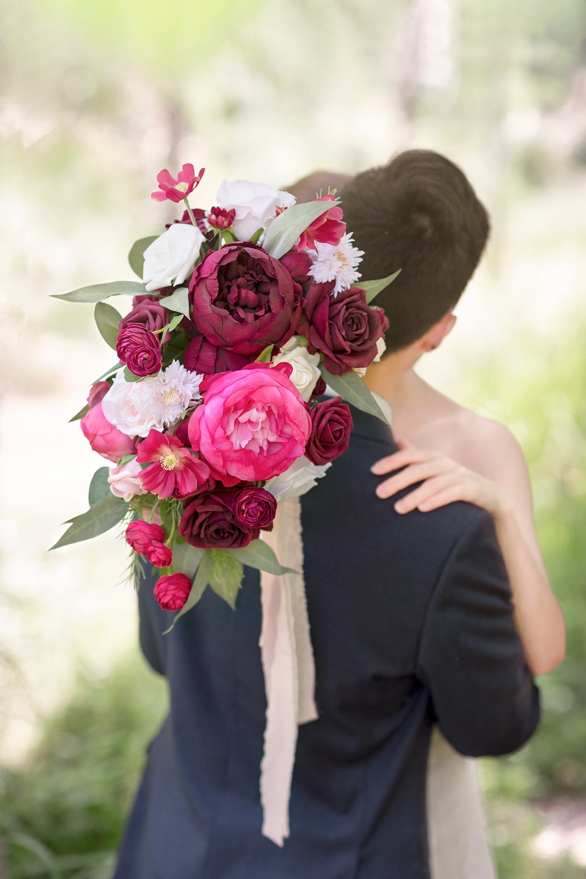 Standard Cascade Bridal Bouquet in Enthusiastic Fuschia | Clearance