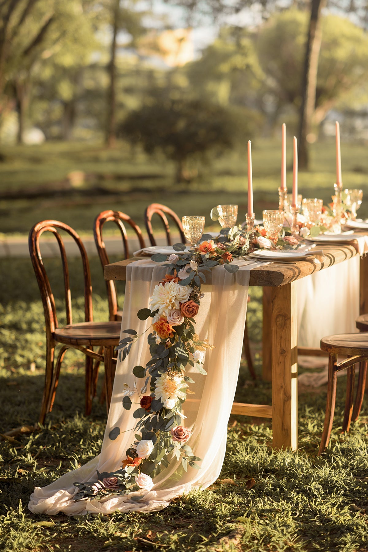 6ft Flower Garland in Sunset Terracotta