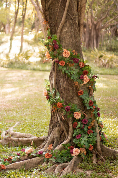 5ft Rose Flower Garland - Sunset Terracotta