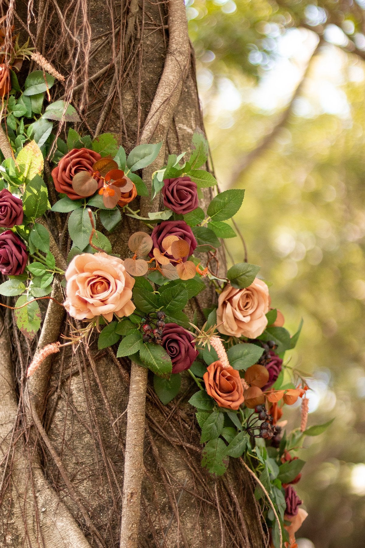 5ft Rose Flower Garland - Sunset Terracotta