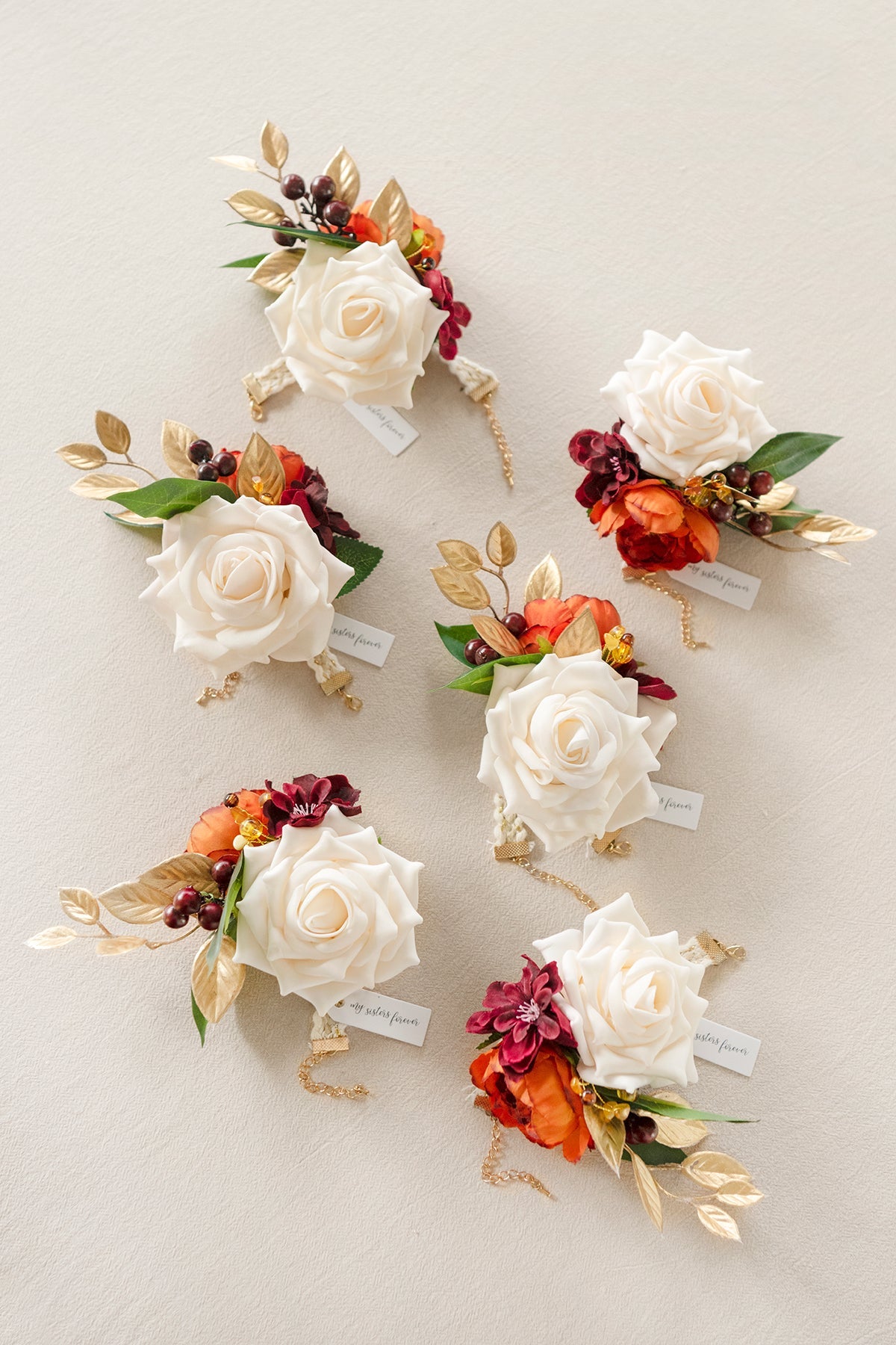 Wrist Corsages in Sunset Terracotta