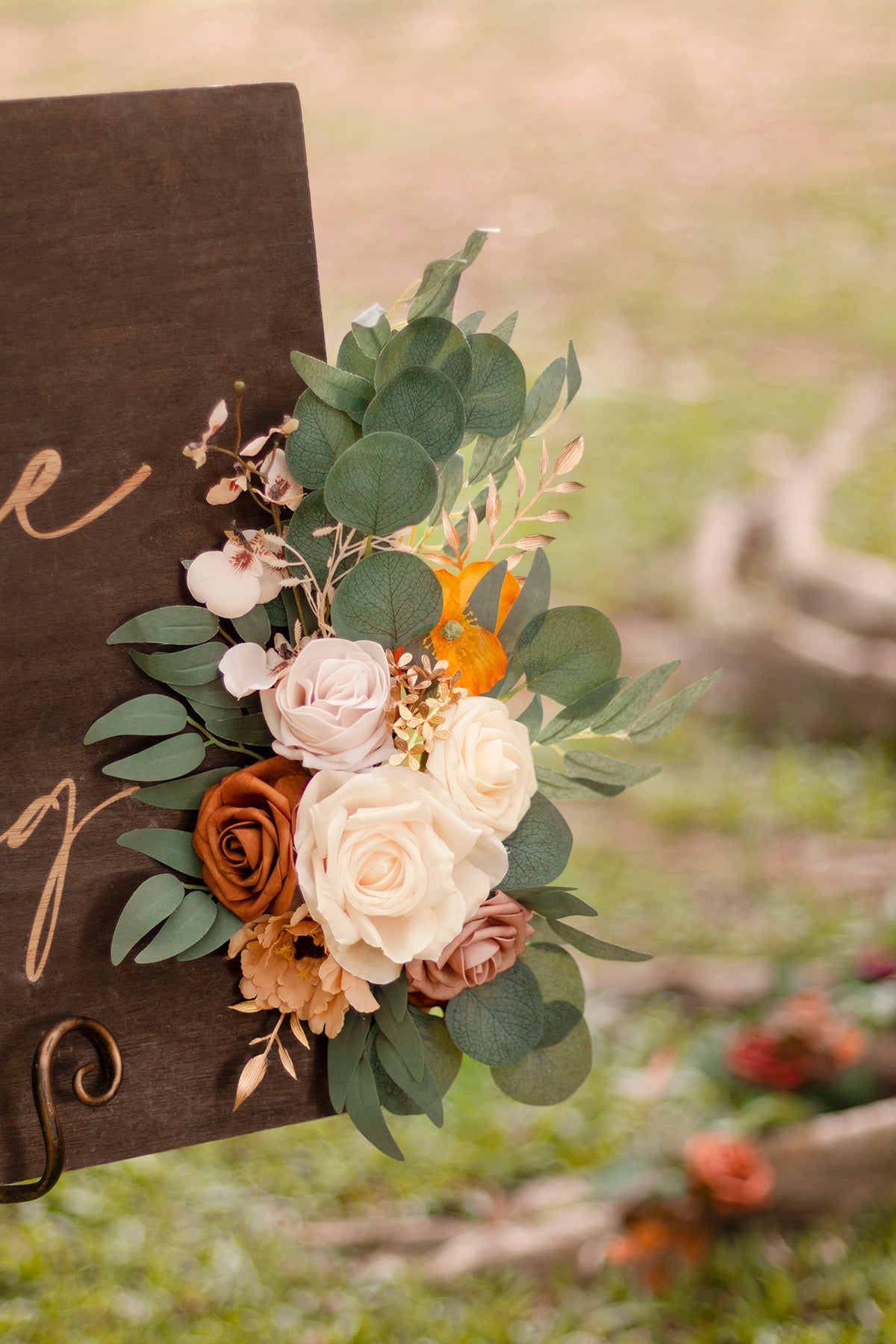 Flower Sign Decor in Sunset Terracotta