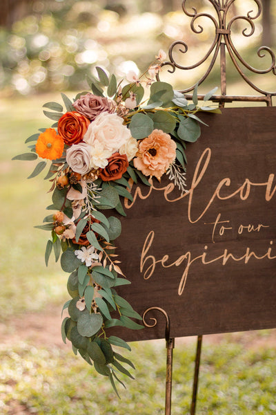 Flower Sign Decor in Sunset Terracotta