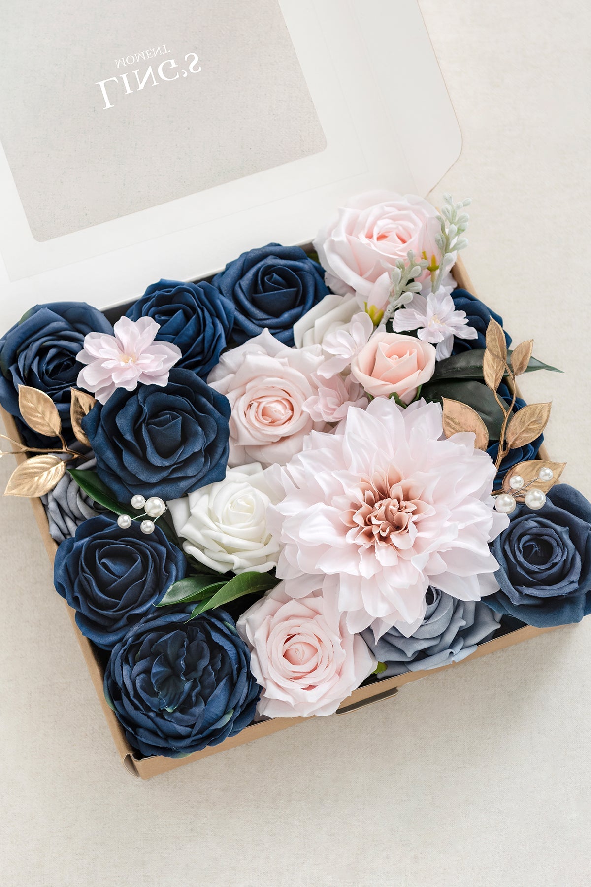 Dusty Blue & Navy Designer Flower Boxes