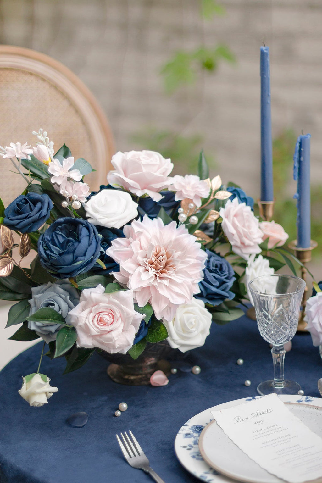 Dusty Blue & Navy Designer Flower Boxes