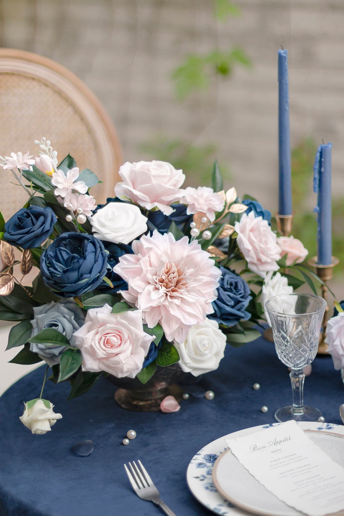 Dusty Blue & Navy Designer Flower Boxes