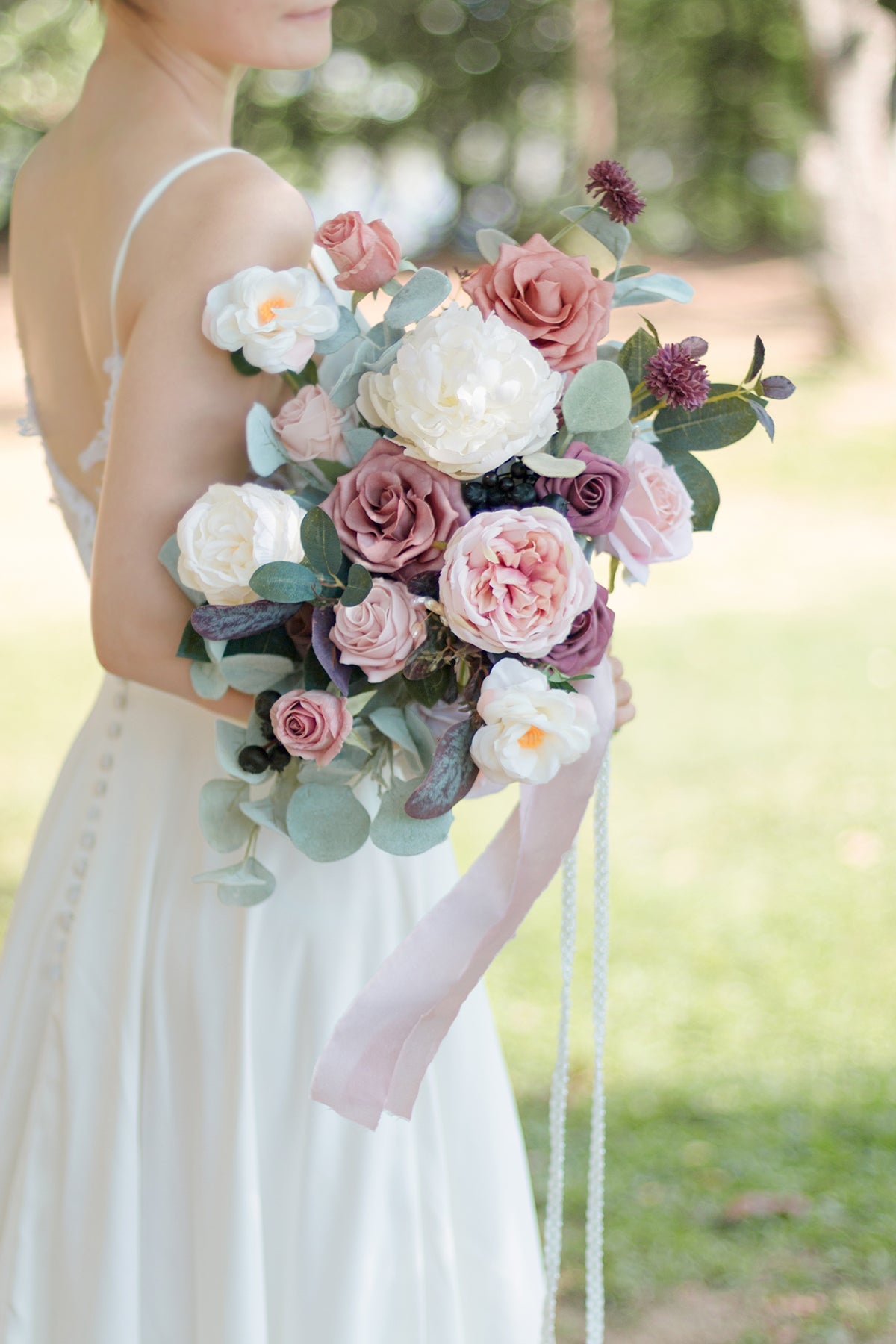 Large Free-Form Bridal Bouquet in Dusty Rose & Mauve