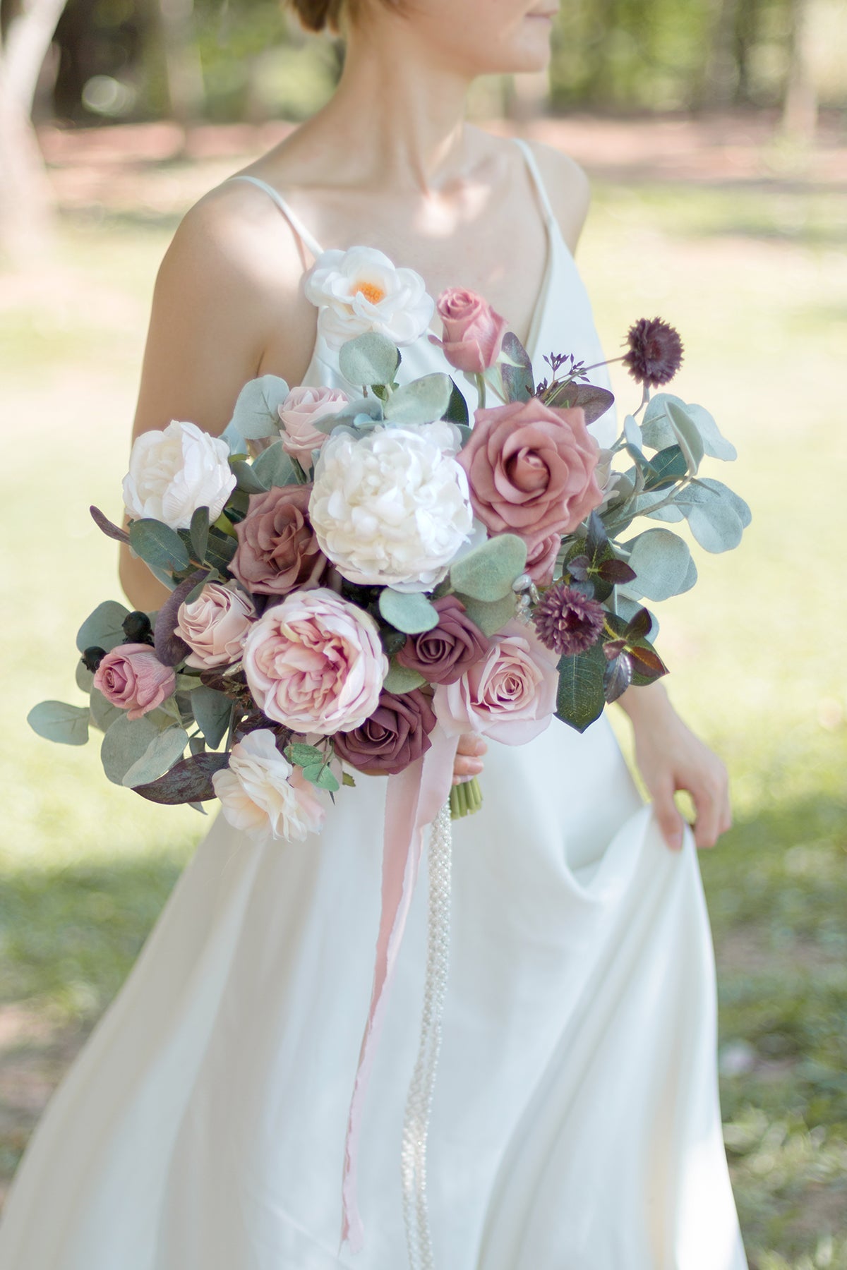 Large Free-Form Bridal Bouquet in Dusty Rose & Mauve