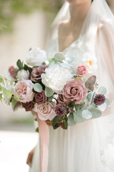 Large Free-Form Bridal Bouquet in Dusty Rose & Mauve