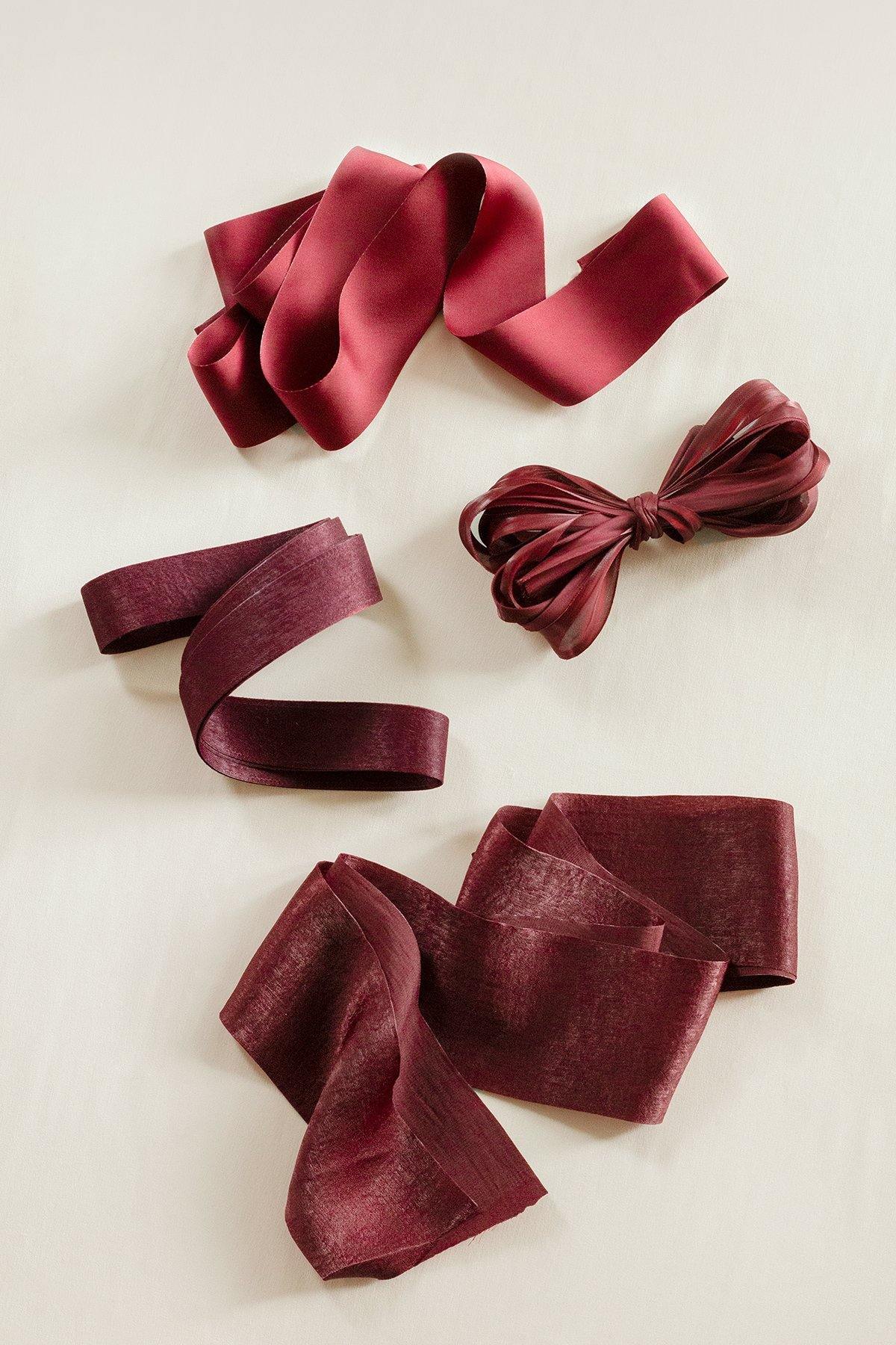 1.5 Yards Polyester Ribbons for Photography Flat Lay - Sunflower & Burgundy Theme - lingsDev