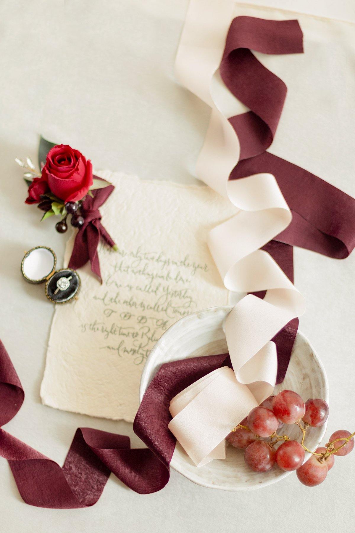 Sheer Polyester Ribbons 1.5"w x 1.5 Yards - Sunflower & Burgundy Theme - lingsDev