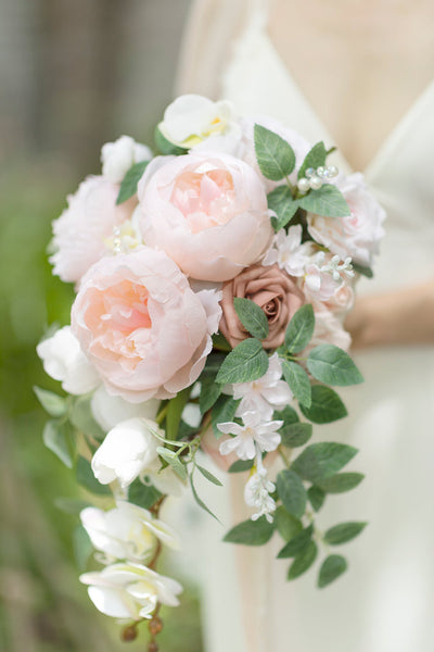 Standard Cascade Bridal Bouquet in Blush & Cream