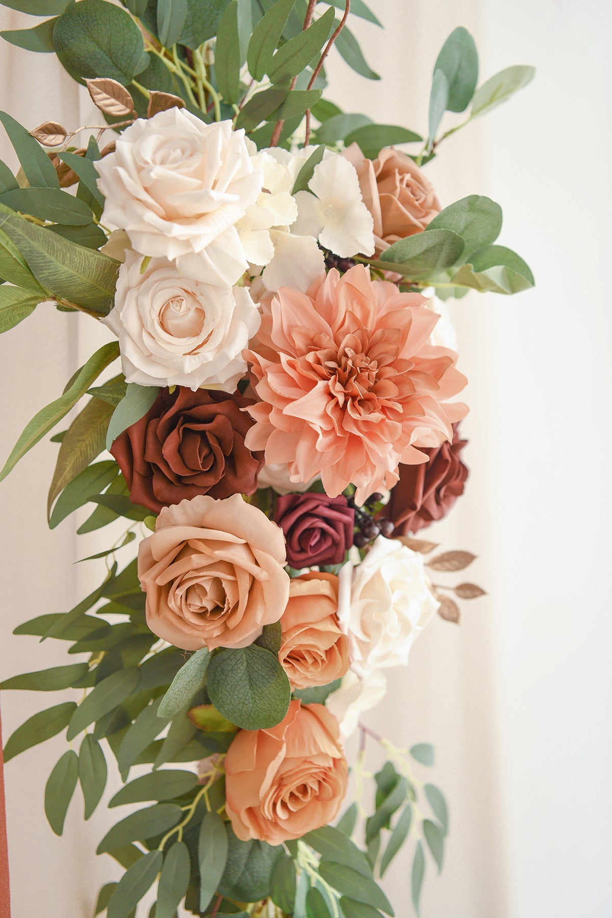 Flower Arch Decor with Drapes in Terracotta