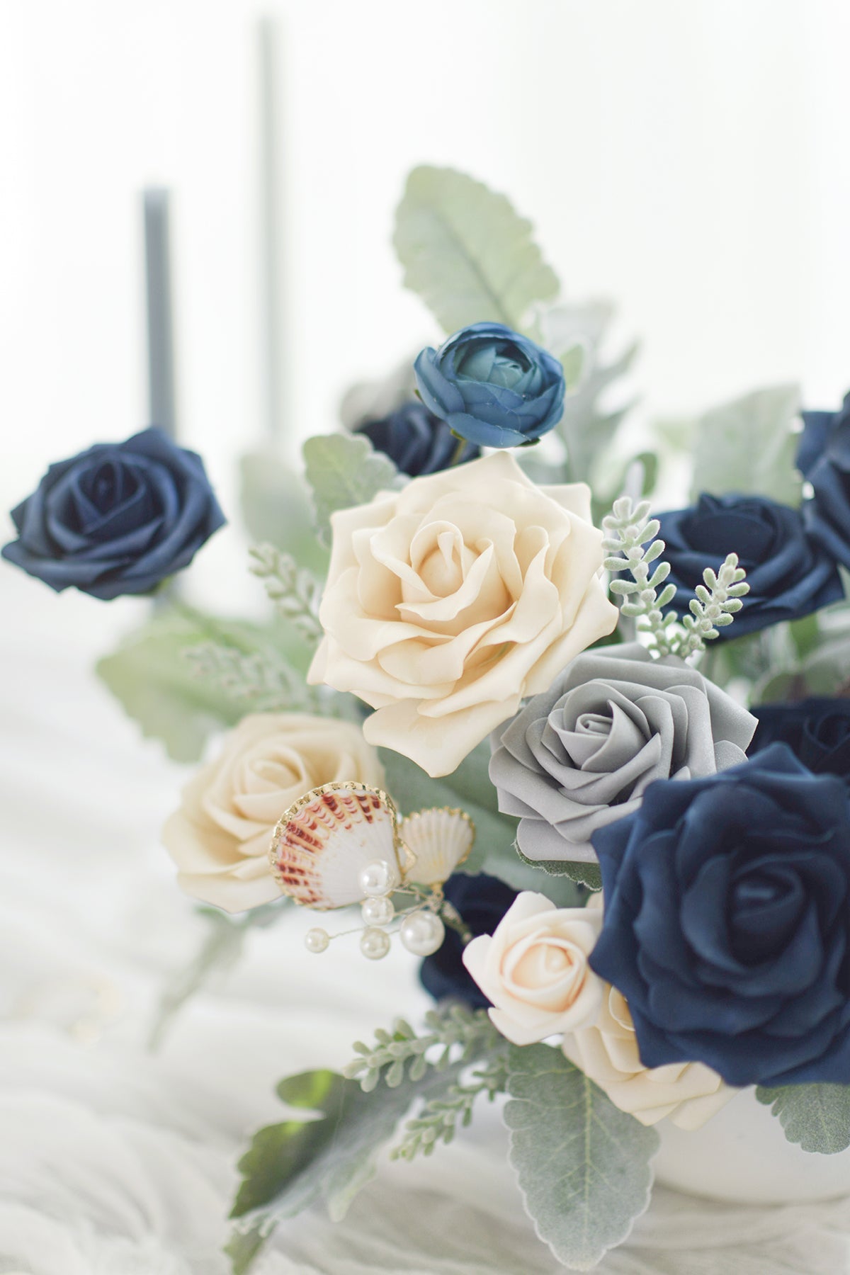 Dusty Blue & Navy Designer Flower Boxes