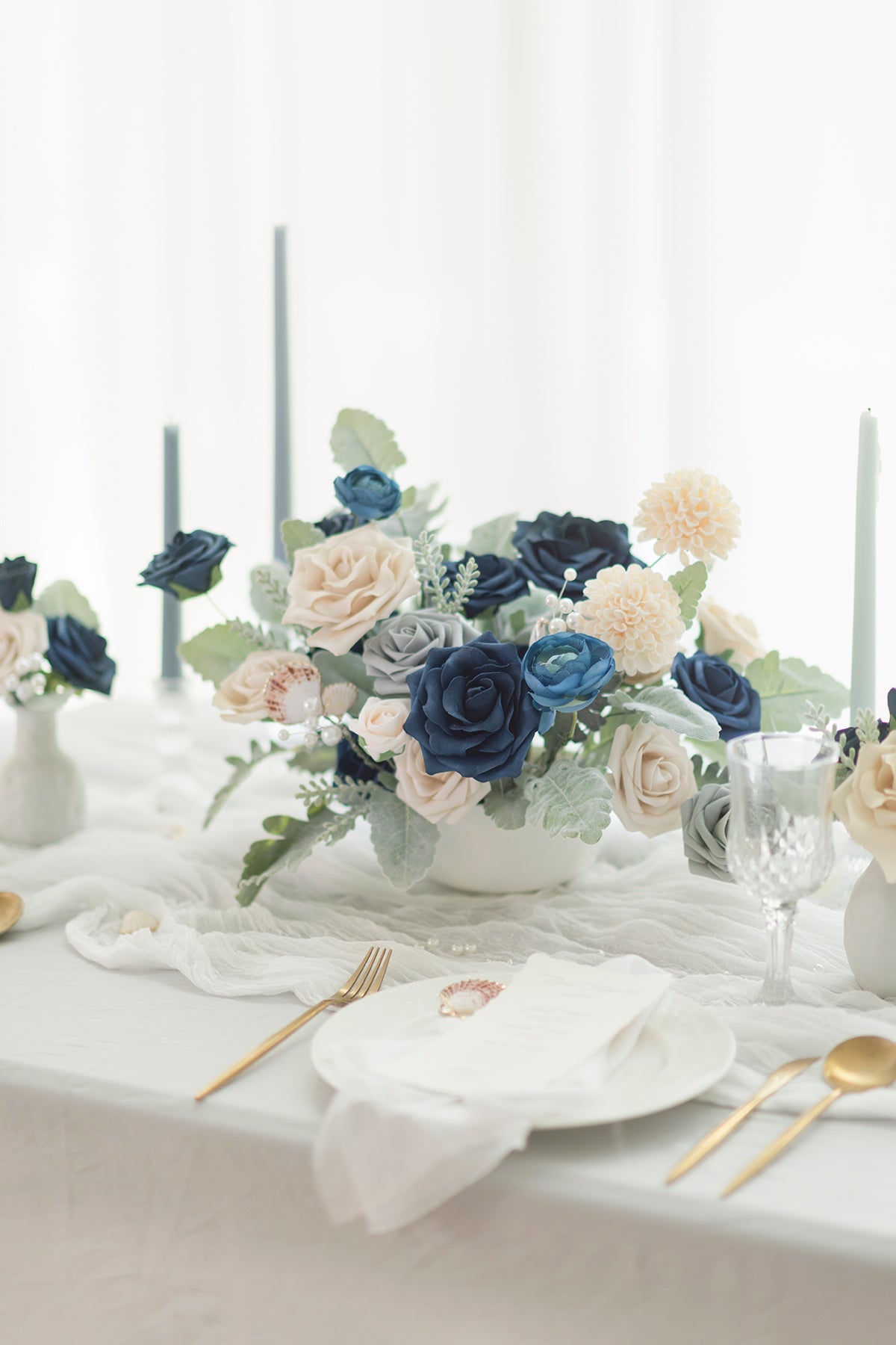Dusty Blue & Navy Designer Flower Boxes