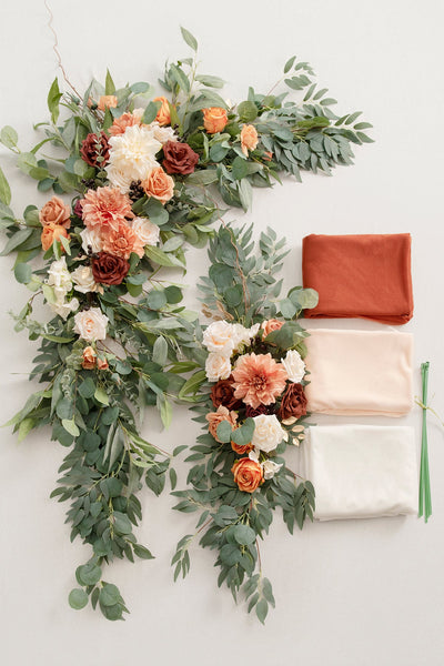 Flower Arch Decor with Drapes in Terracotta