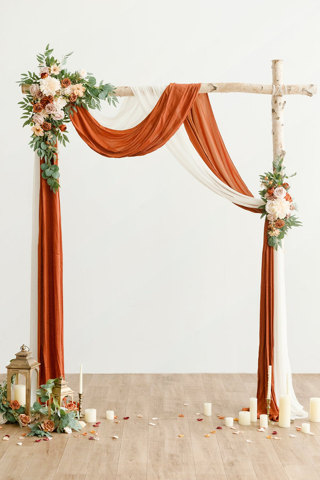 Flower Arch Decor with Drapes in Terracotta